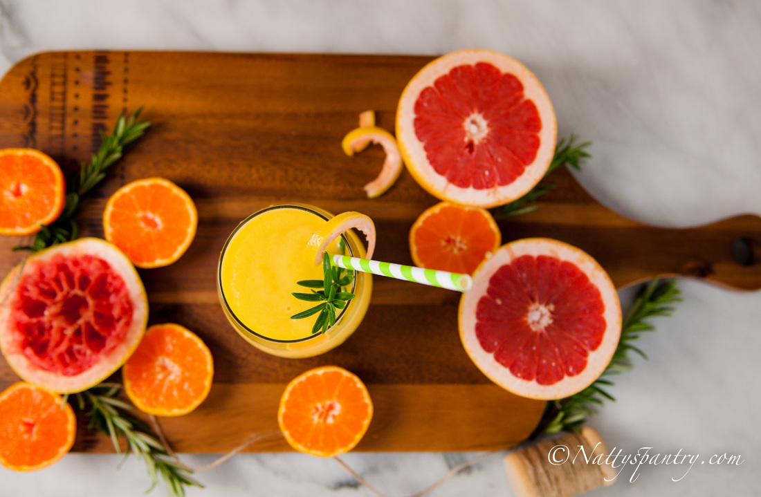 High Vitamin C Grapefruit, Orange, Mango & Rosemary Smoothie recipe : Nattyspantry.com