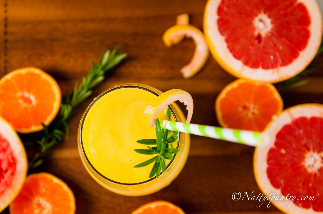 High Vitamin C Grapefruit, Orange, Mango and fresh  Rosemary Smoothie Recipe
