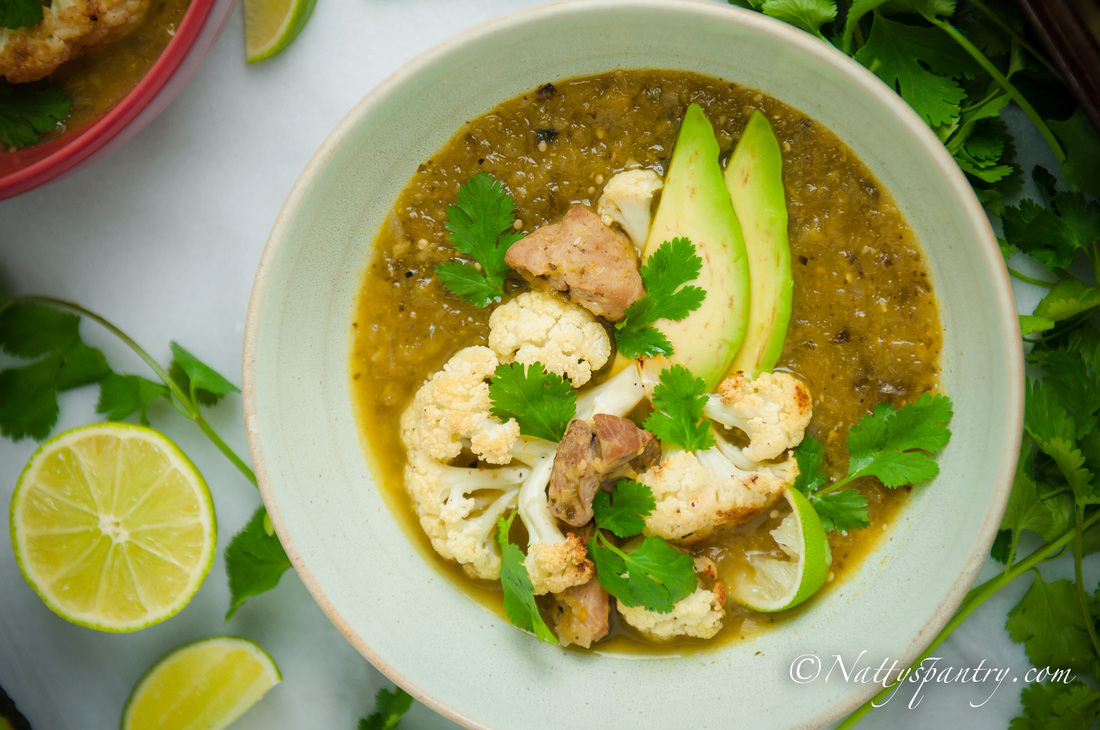 Slow Cooker Pork Tenderloin & Roasted Cauliflower Verde Soup Recipe