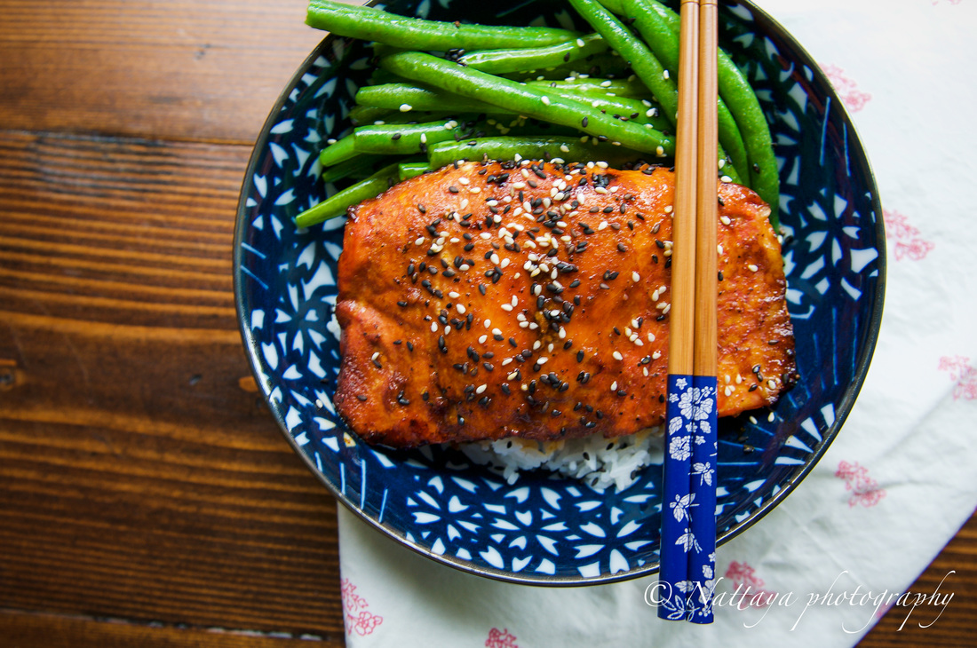  Ginger And Sesame Glazed Salmon With Sauté Green Beans Recipe