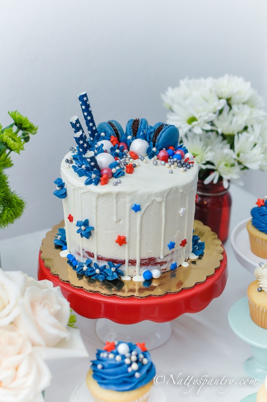 4th of July Red & Blue Velvet Cake Recipe: Nattyspantry.com