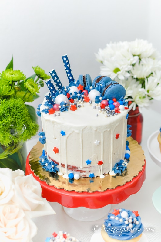 4th of July Red & Blue Velvet Cake Recipe: Nattyspantry.com