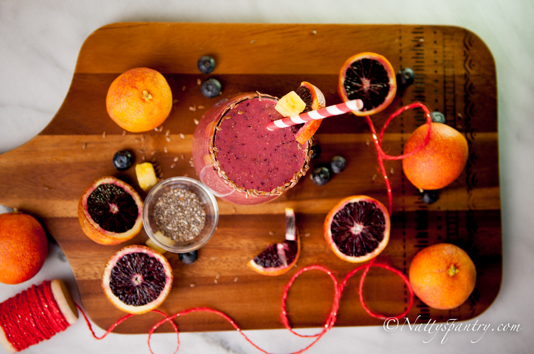 Blood Orange, Bluberry And Pineapple Smoothie Recipe
