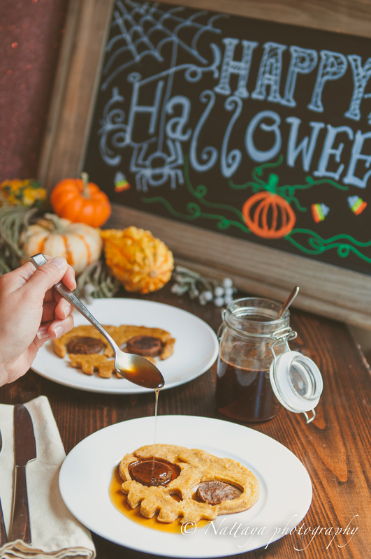 Skull Pumpkin Snickerdoodle Pancakes With Cinnamon Syrup Recipe