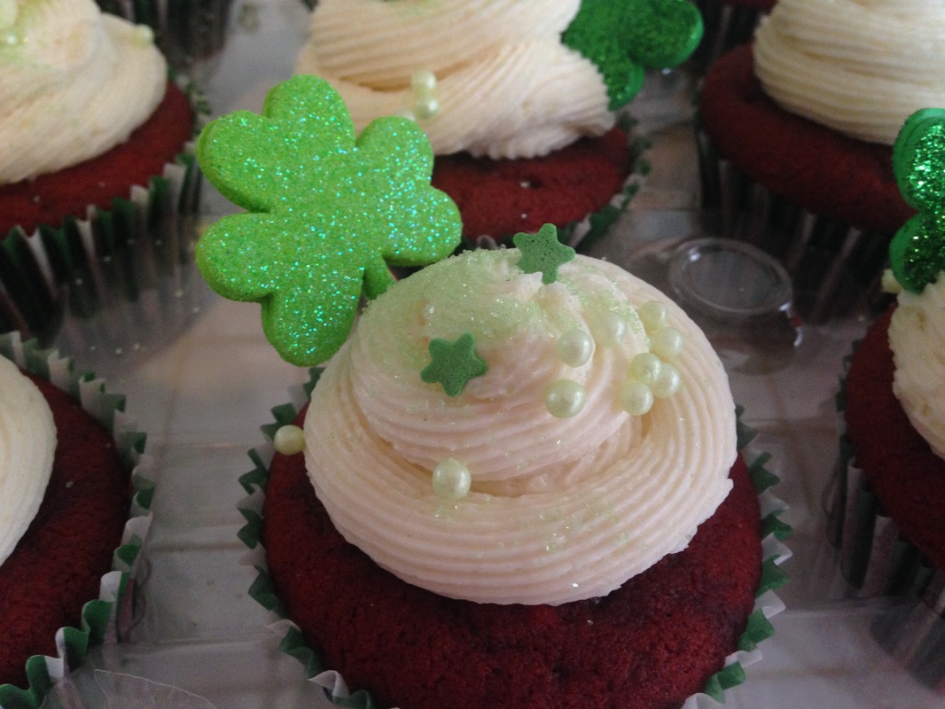 Red Velvet cupcake: St. Patrick's day decoration Idea