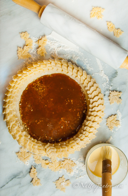Pumpkin Pie With Pecans and Salted Apple Cider Caramel Recipe:Nattyspantry.com