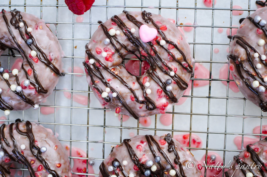 Easy Valentine Baked Chocolate Raspberry Donuts Recipe :Nattyspantry.com