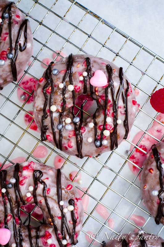 Easy Valentine Baked Chocolate Raspberry Donuts Recipe :Nattyspantry.com