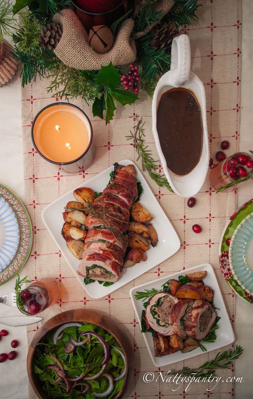 Prosciutto Wrapped Pork Loin With Kale And Italian Sausage Stuffing Recipe: Nattyspantry.com